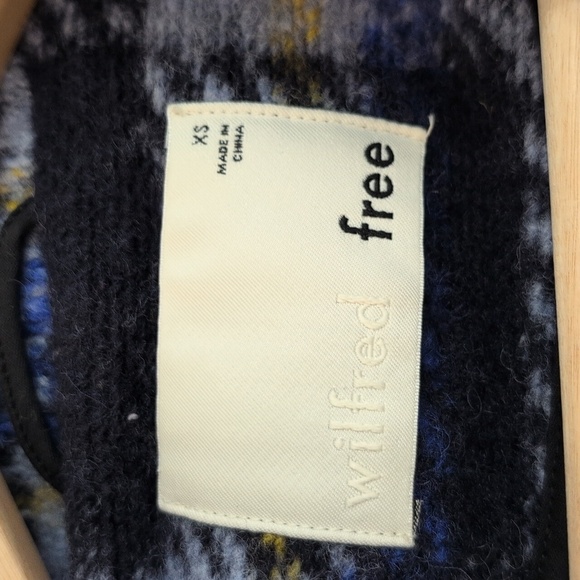 Aritzia Wilfred Free blue Yellow Wool Blend Plaid Casual Peacoat Jacket Size XS - Picture 10 of 14